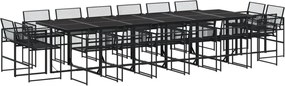 vidaXL Set mobilier de grădină, 17 piese, negru, poliratan