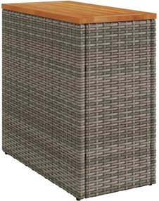 vidaXL Masă laterală de grădină blat lemn gri 58x27,5x55 cm poliratan
