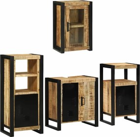 vidaXL Set de mobilier pentru baie 4 pcs Maro Lemn de mango solid
