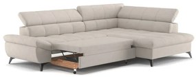 Canapea colțar extensibilă în L MARANO, dreapta, bej