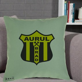 Perna Personalizata Aurul Brad Fotbal, 40x40 cm, Verde, Husa Detasabila, Perna Inclusa, BEKZ®
