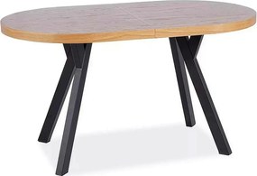 Masa extensibila DOMINGO II, stejar natural/negru, PAL laminat/metal,