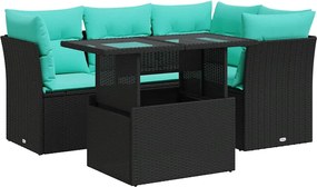 vidaXL Set mobilier de grădină cu perne, 5 piese,poliratan/lemn acacia
