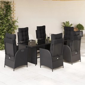 3213352 vidaXL Set mobilier de grădină cu perne, 7 piese, negru, poliratan