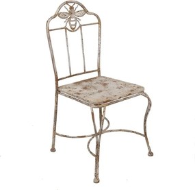 Scaun de exterior, alb, din metal, cu aspect vintage, Abeille
