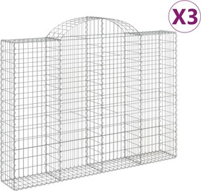 vidaXL Coșuri gabion arcuite 3 buc, 200x30x140/160cm, fier galvanizat