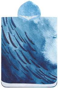 Poncho prosop de plaja WHALES albastru 80x145 cm