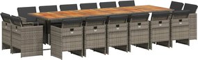 vidaXL Set mobilier de grădină cu perne, 17 piese, gri, poliratan
