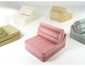 Fotoliu pentru copii roz cu tapițerie din catifea reiată Flipster – Wigiwama