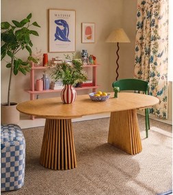 Masă de dining rotundă extensibilă cu blat cu aspect de lemn de stejar ø 120 cm Osaka – House Nordic