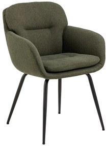 Scaun de sufragerie kaki cu cotiere tapițat Dora – Actona