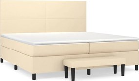 vidaXL Pat box spring cu saltea, crem, 200x200 cm, textil