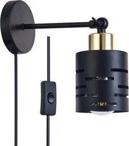 Aplica spot de perete cu întrerupător ELEN 1xE27/35W/230V negru/auriu