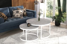 Măsuță de cafea 2in1 OKIN – 75x75x43 cm – Alb / Beton