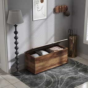 HOMCOM Ladă de depozitare, banc de depozitare cu capac rabatabil și balamale de siguranță, 100 x 40 x 40 cm, maro | Aosom Romania