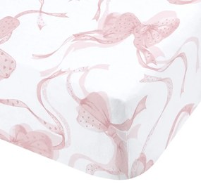 Cearceaf alb/roz cu elastic 150x200 cm Bow – Catherine Lansfield