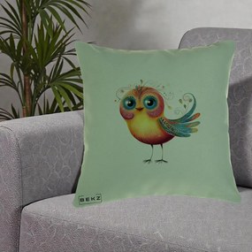 Perna Decorativa Pasare Vibranta cu Aripi Ornamentale, 40x40 cm, Verde, Husa Detasabila, Perna Inclusa, BEKZ®
