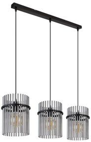 Lustra suspendata 3L design modern GORLEY negru, fumuriu