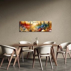 Tablou - Pajiște colorată (cu ceas) (90x30 cm)