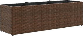 vidaXL Jardinieră de grădină cu 3 ghivece maro 105x30x32 cm poliratan