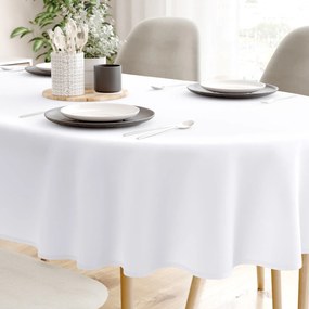 Goldea față de masă decorativă rongo deluxe - alb cu luciu satinat - ovală 140 x 180 cm
