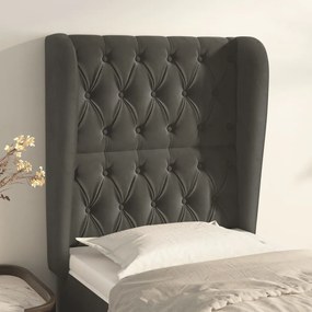 vidaXL Tăblie de pat cu aripioare gri închis 83x23x118/128 cm catifea