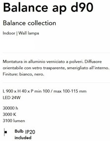 Aplica de perete Led orientabila Balance ap d90 neagra