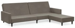 3080501 vidaXL Canapea extensibilă cu taburet, 2 locuri, gri deschis, catifea