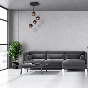 Lustră LED pe cablu MIDWAY 4xGU10/4,8W/230V negru/cupru