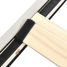 Pat dublu tapițat din țesătură de in 160x200 cm, cu tăblie reglabilă și somieră cu lamele, fără saltea, Gri+Bej