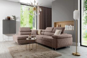 Colțar extensibil Annabelle L stânga - catifea bej hidrofobă Vogue 4 / picioare cromate