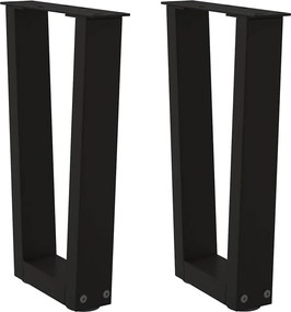 vidaXL Picioare pentru măsuță de cafea în formă de V, 2 buc., negru, 38x (42-43,3) cm, oțel