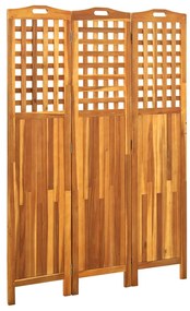 Paravan de camera cu 3 panouri, 121x2x170 cm, lemn masiv acacia