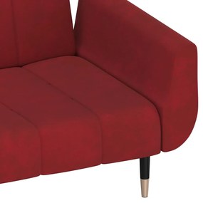 Canapea extensibila cu 2 locuri, 2 perne, rosu vin, catifea Bordo, Fara scaunel pentru picioare Fara scaunel pentru picioare