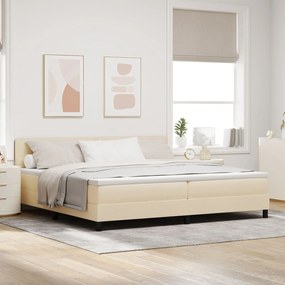 vidaXL Pat cu arcuri cu saltea crem 200x200 cm țesătură