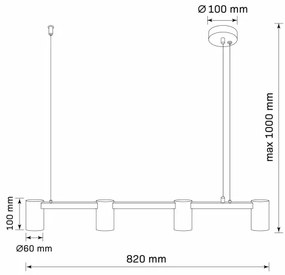 Lustră pe cablu MARIBEL 4xGU10/10W/230V negru