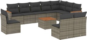 vidaXL Set canapele de grădină cu perne, 11 piese, gri, poliratan