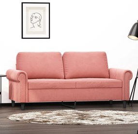 349160 vidaXL Canapea cu 2 locuri, roz, 140 cm, catifea