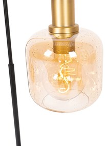 Lampă de masă de design neagră cu alamă și sticlă ambră - Zuzanna