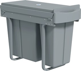 HOMCOM Coș de gunoi de bucătărie glisant 30L cu 2 compartimente, coș sub chiuvetă cu capac mat, 52x26x40,8cm, gri | Aosom Romania