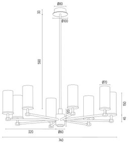 Candelabru elegant realizat din alama Hampton 8L