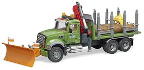 Camion Lemne Mack Granite Cu Macara De Incarcare, Graifer Si 3 Busteni, Bruder