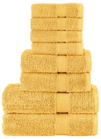 vidaXL Set de prosoape premium SOLUND, 8 piese, auriu, 600 g/m²