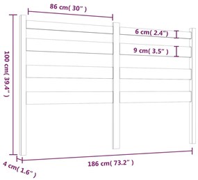 Tablie de pat, gri, 186x4x100 cm, lemn masiv de pin 1, Gri, 186 x 4 x 100 cm