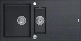 Chiuveta compozit incastrata Quadron Unique Evan 156 negru diamant - inox 100x50 cm
