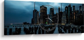 Tablou - Privire spre Zgârâie nori din New York (cu ceas) (90x30 cm)