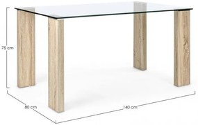 Masa dining pentru 6 persoane transparenta/bardolino din sticla temperata, 140 cm, New Arley Bizzotto