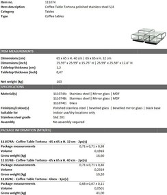 Set 4 masute de cafea design LUX Tortona otel inoxidabil lustruit 111074 HZ