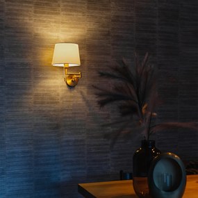 Aplică de perete din bronz cu capotă albă și braț reglabil - Ladas Deluxe