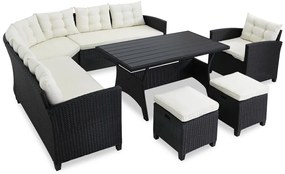 Deuba Set rattan Sedan + fotoliu + 2x taburet - negru